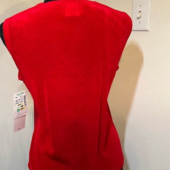 NWT - M Red Glitter Short Sleeve Spandex Top, The Travel Collection - Hip Length - Picture 5 of 13